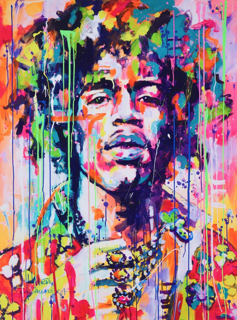 Marta Zawadzka c146 Jimi Hendrix in spring colors 120x160cm 63×47.2in